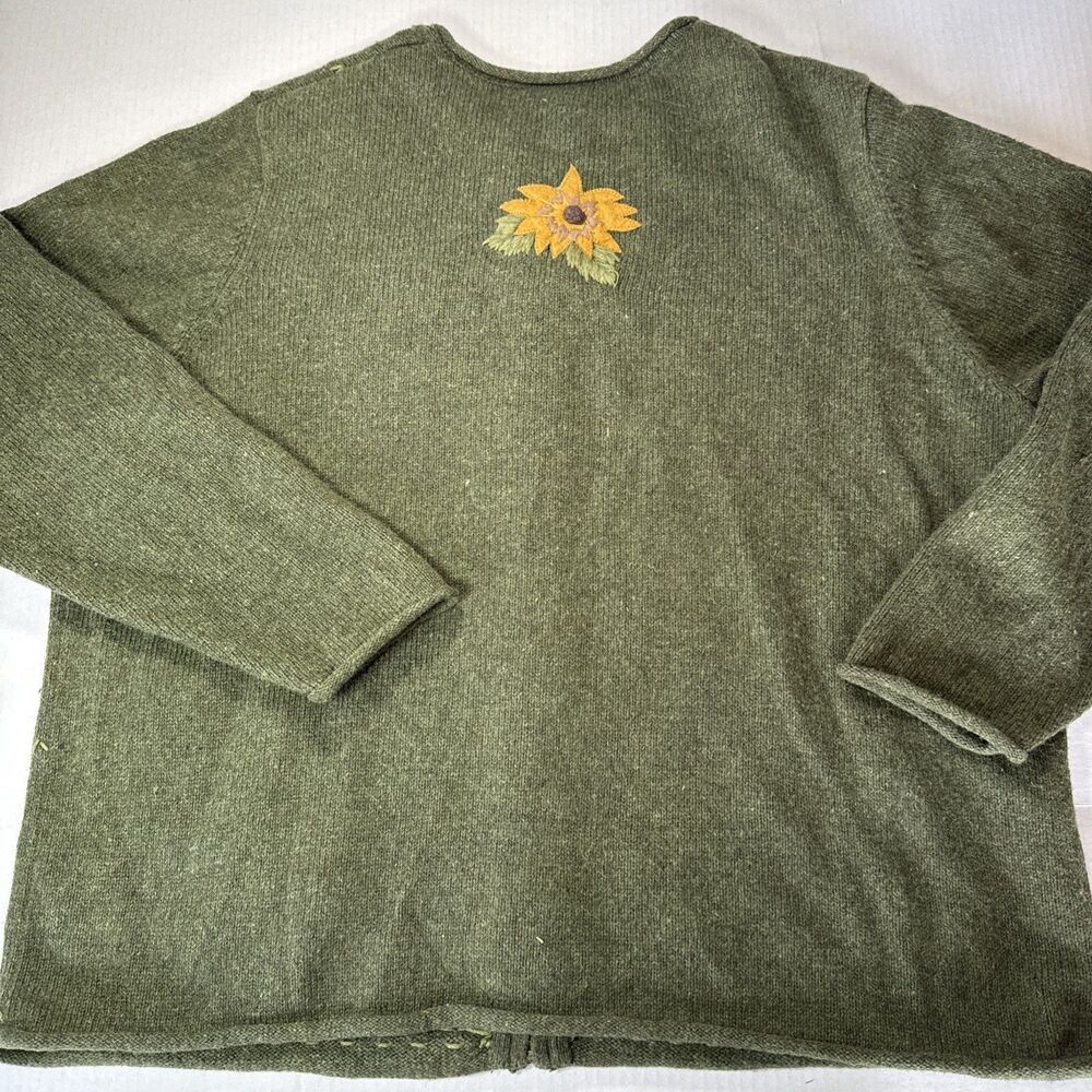 GrandmaCore Vtg 90s Autumn Harvest Cardigan Sweater 2X Embroidery Pumpkin Angora - Picture 11 of 12